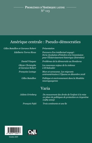 Amerique centrale:pseudo-democraties-pal 113. Prolemes d'amerique latine 113 (2-2019) amerique centrale-pseudo democraties