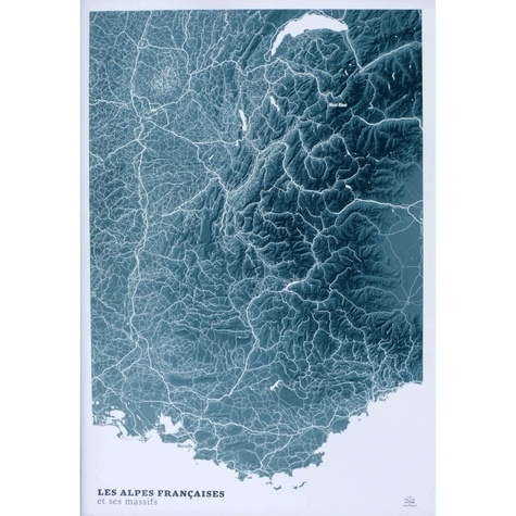 Carte en 2D - Les Alpes Blue design