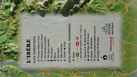 Carte en relief de l'Isère. 1/370 000