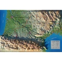  3D Map - Carte en relief de l'Occitanie - Sud Ouest.