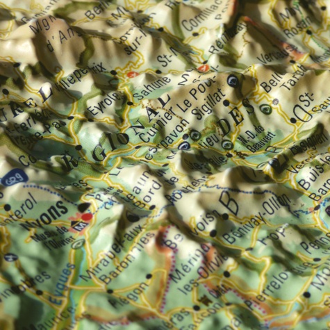 Carte en relief de la Drôme-Ardèche. 1/400 000