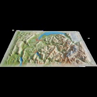  3D Map - Carte en relief de la Haute-Savoie version été - 1/230 000.