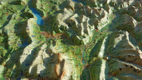 Carte en relief de la Savoie