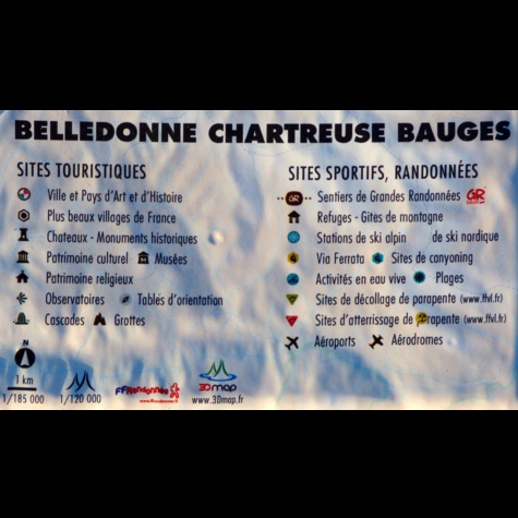 Carte en relief des Bauges-Belledonne-Chartreuse. 1/185 000