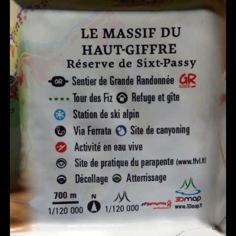 Carte en relief du Massif du Haut-Giffre (réserve de Sixt-Passy). 1/120 000