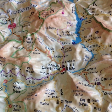 Carte en relief du parc naturel du Verdon. 1/170 000