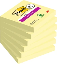 Bloc post-it jaune super sticky 76x76mm 4+2 gratuit