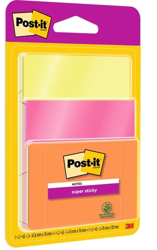 Blocx3 post-it orange 45f super sticky 47,6x76mm, 3M FRANCE - Papeterie ...