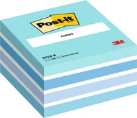 Cube de notes post-it® light relax pastel - 76 mm x 76 mm - 450 feuilles - bleu