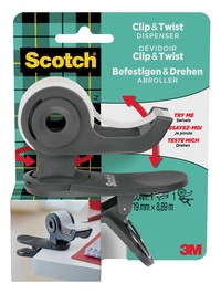 Dévidoir de ruban clip & twist scotch® c19 - gris anthracite