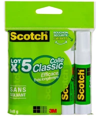 Lot de 5 bâtons de colle blanche 8g sous sachet