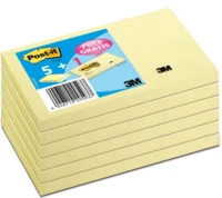 Lot de 5 blocs + 1 gratuit Post-it 100 feuilles 76x127 mm Jaune