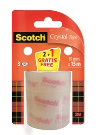 Ruban crystal transparent scotch® - 3 rouleaux - 19 mm x 15 m