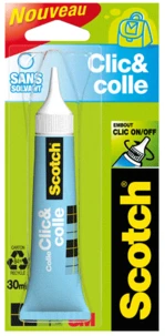 Tube de colle Scotch Clic & Colle transparente sans solvant 30 ml
