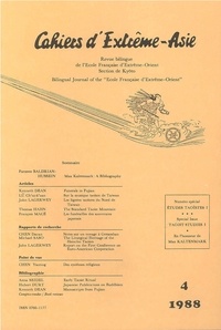Éd. john Lagerwey - Cahiers d'Extrême-Asie 4 : Cahiers d'Extrême-Asie n° 04 (1988) - Etudes taoïstes I  /  Taoïst Studies I 1988.