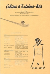 Éd. john Lagerwey - Cahiers d'Extrême-Asie 5 : Cahiers d'Extrême-Asie n° 05 (1989-1990) - Etudes taoïstes II  /  Taoïst Studies II 1989.