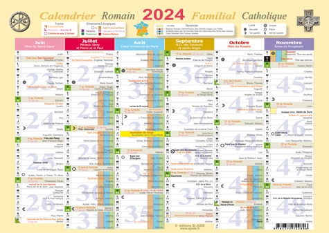 Calendrier familial catholique romain 2024 Grand (A3). Grand (A3)