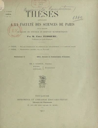 Thèses présentées à la Faculté des Sciences de Paris pour obtenir le grade de docteur ès Sciences mathématiques