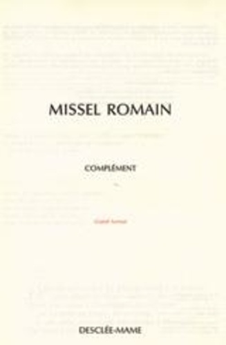 A.e.l.f. - Complement Au Missel Romain. Grand Format.