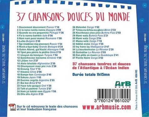 37 chansons douces du monde  1 CD audio