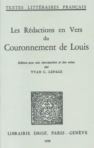 Les Rédactions en vers du Couronnement de Louis