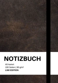 Notizbuch A5 kariert - 100 Seiten 90g/m² - Soft Cover Schwarz - FSC Papier