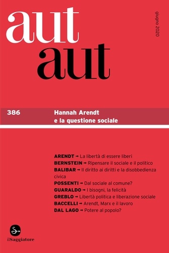  Aa.vv. - aut aut 386 - Hannah Arendt e la questione sociale.