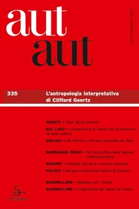Aut aut. Vol. 335 - L'antropologia interpretativa di Clifford Geertz