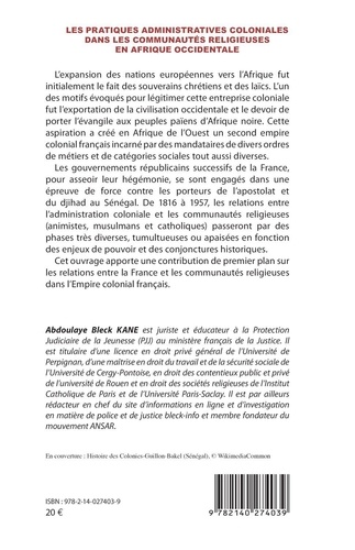 Les pratiques administratives coloniales dans les communautés religieuses en Afrique occidentale. Le cas du Sénégal (1816-1957)