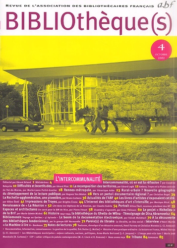 ABF - Bibliothèque(s) N° 4, Octobre 2002 : L'intercommunalité.