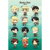 Attack on titan - poster maxi (91,5x61 cm) - personnages chibi