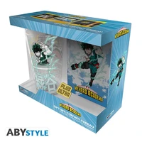 My hero academia - pack verre xxl + pin's + carnet "héros"
