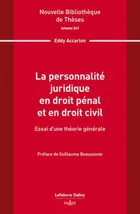 La personnalité juridique en droit pénal et en droit civil