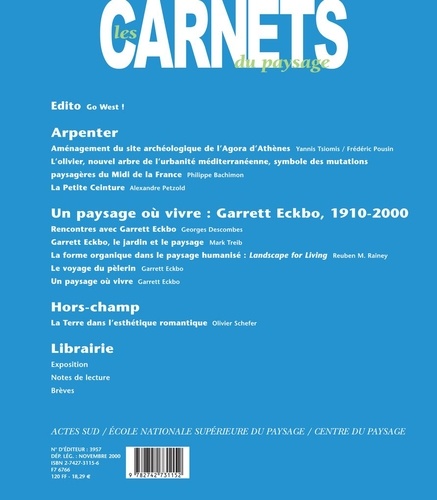 Les carnets du paysage N° 6 automne/hiver 2000