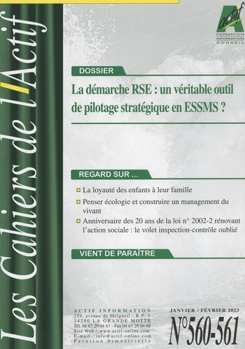Bruno Piastrelli - Les Cahiers de l'Actif N° 560-561, janvier-février 2023 : La démarche RSE : un véritable outil de pilotage stratégique en ESSMS ?.