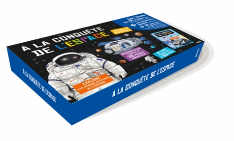 A la conquête de l'espace. Un livre de 96 pages pour tout savoir sur l'espace + un plateau géant aimanté + 32 pièces magnétiques pour reconstituer une fusée, une combinaison spaciale, le système solaire et l'ATV !