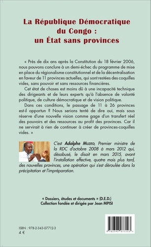 La république démocratique du congo. Un état sans provinces