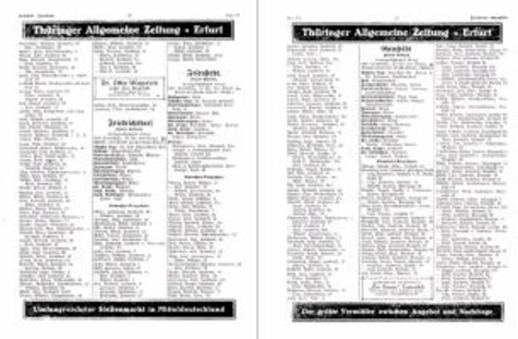 Adreßbuch Einwohnberbuch Erfurt 1924 + 137 Orte - Alach, Alperstedt, Andisleben, Apfelstädt, Azmannsdorf, (Bachstedt s. Markvippach), Bechstedtstraß, Bechstedtwagd, Berlstedt, Bienstädt, Bindersleben, Bischleben (mit Stedten), Büßleben, Cobstädt, Dac.