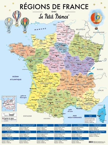  Aedis - Regions de France avec Le Petit Prince - Poster éducatif mural.