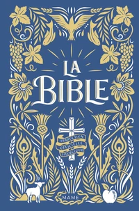 La Bible – reliée + jaspage foncée - bleu marine