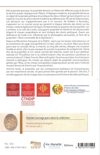 Pensée politique et propriété. Actes du colloque international de l'AFHIP (17 et 18 mai 2018 - Faculté de droit et de science politique de Toulouse 1 Capitole)