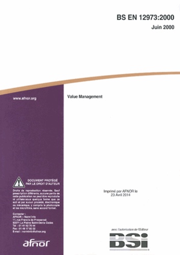  AFNOR - BS EN 12973:2000 Value Management.