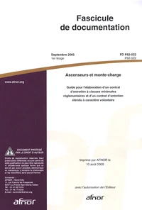 Fascicule de documentation FD P82-022 Ascenseurs et monte-charge