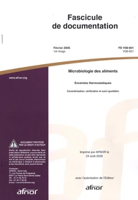 Fascicule de documentation FD V08-601 Microbiologie des aliments