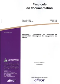 Fascicule de documentation FD X07-014 Métrologie