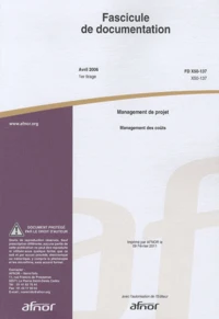 Fascicule de documentation FD X50-137 Management de projet