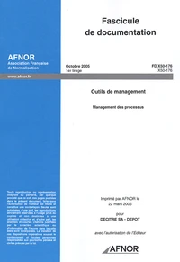 Fascicule de documentation Octobre 2005 Outils de management