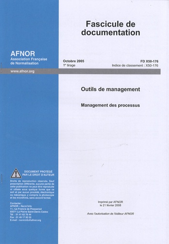 Fascicule de documentation Outils de management -... de AFNOR - Livre -  Decitre