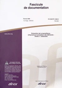 Fascicule de documentation Prévention de la malveillance FD CEN/TR 14383-2