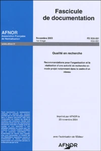 FD X50-551 Qualité en recherche